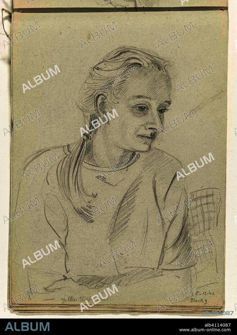 Jellie Witteveen (title on object). Draughtsman: To Frank-Stoltz. Dating: 5-Dec-1943. Place: Ravensbrück. Measurements: h 205 mm × w 150 mm.