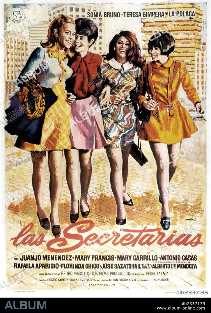 Poster de LAS SECRETARIAS, 1968, dirigida por PEDRO LAZAGA. Copyright C.B. FILMS.