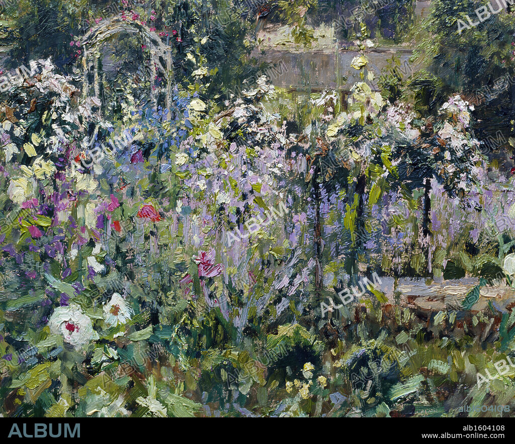 Vegetable Garden,  View to House by Charles Neal,  oil on canvas,  detail,  (b.1951).