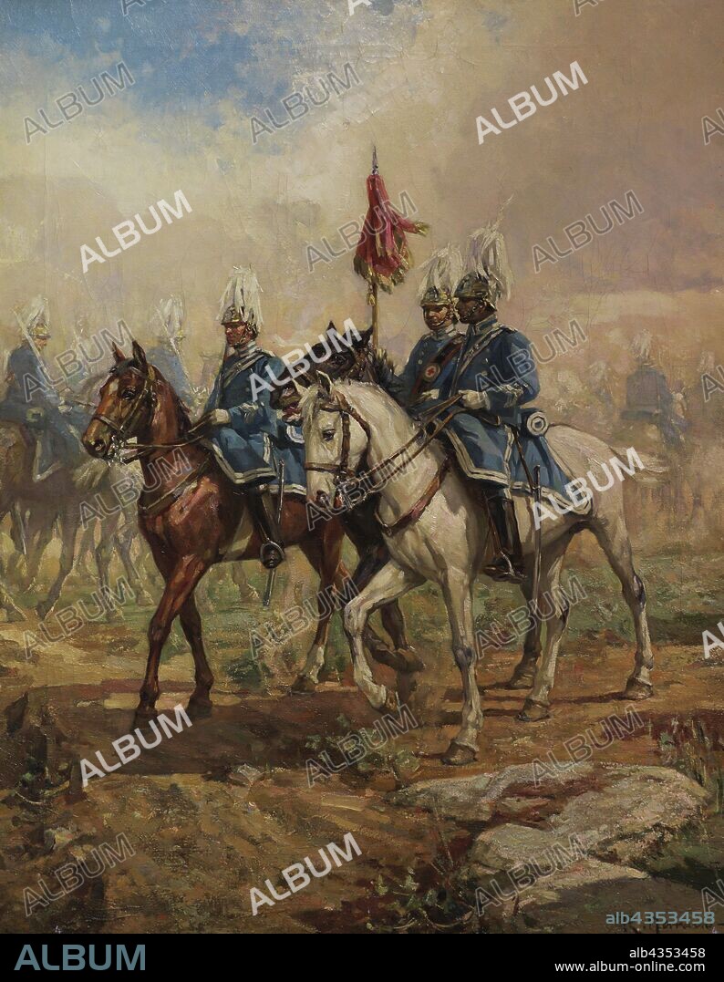 Román Navarro (1854-1928). Pintor español. Lanceros de la Reina, 1900-1925. Museo de Bellas Artes. La Coruña. Galicia. España. (En depósito, cedido por la Academia Gallega de Bellas Artes) .