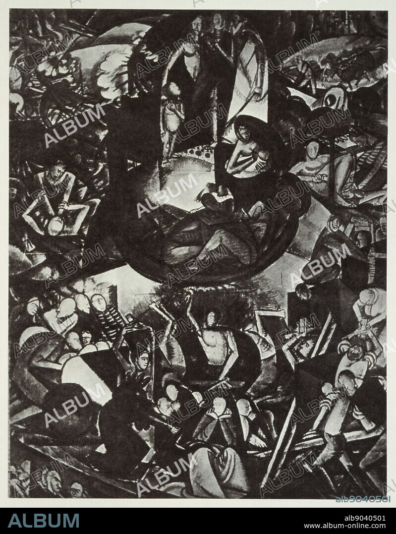 BÉLA UITZ. Hungarian Revolutionary poster 'Humanity' 1919 by Bela Uitz (1887 - 1972) a Hungarian painter and graphic artist, one of the most talented artists of Hungarian activism.