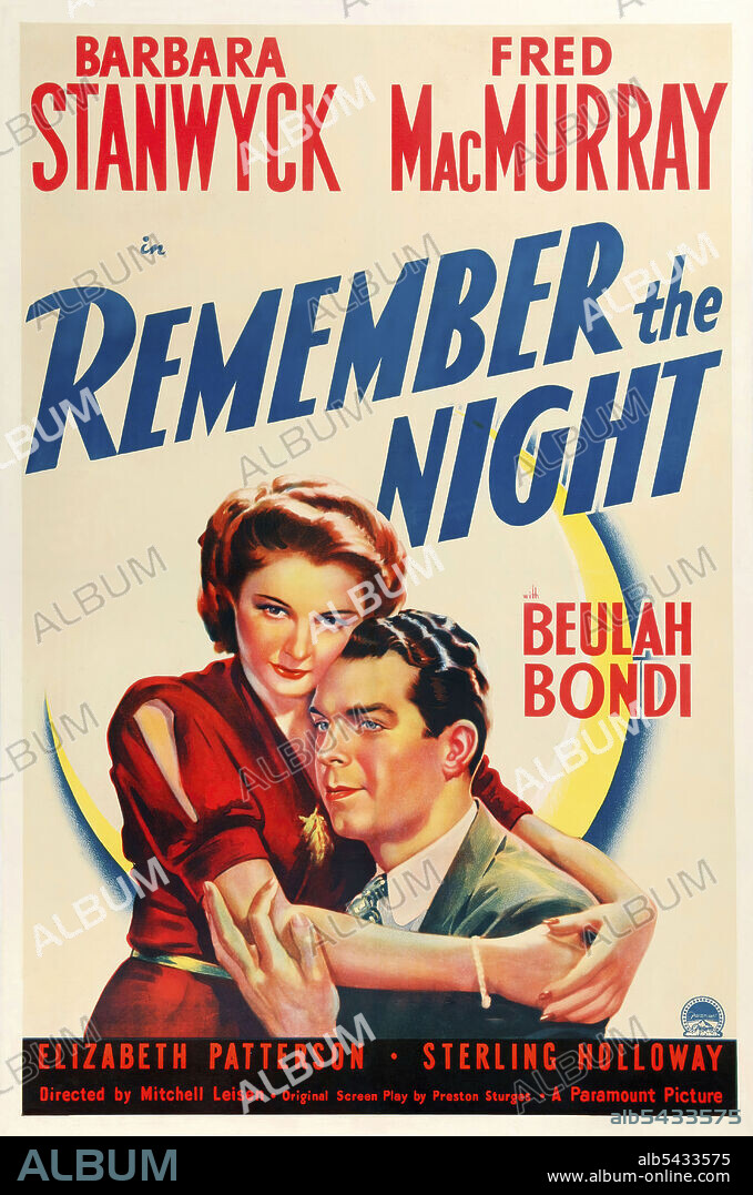 BARBARA STANWYCK y FRED MACMURRAY en REMEMBER THE NIGHT, 1940, dirigida por MITCHELL LEISEN. Copyright PARAMOUNT PICTURES.