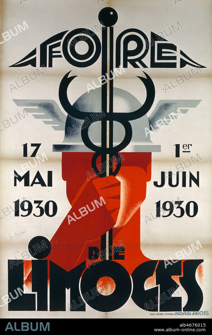 Affiche de 1930 pour la foire de Limoges. Illustration de Jacques BELLENGER (1909-1985=ADAGP) . Credit : Coll. Perrin/KHARBINE-TAPABOR.