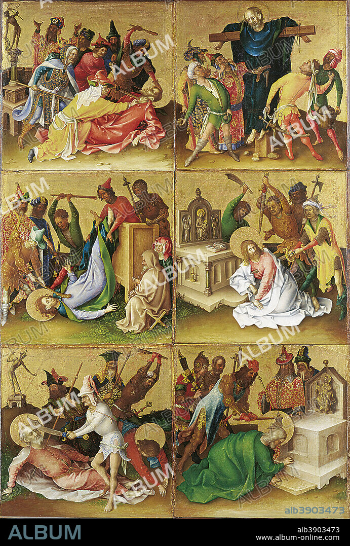 STEFAN LOCHNER. Martyrdom of the Apostles. Date/Period: 1435. Width: 175.6 cm. Height: 127.8 cm (Complete).