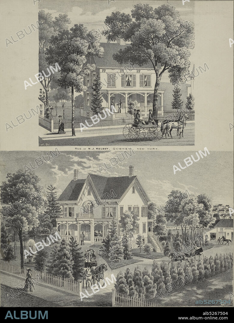 Res. of N. J. Kelsey, Goshen, New York; Res. of Alfred B. Post , Esq., Goshen, Orange Co., N.Y., still image, Atlases, 1875, Beers, F. W. (Frederick W.).
