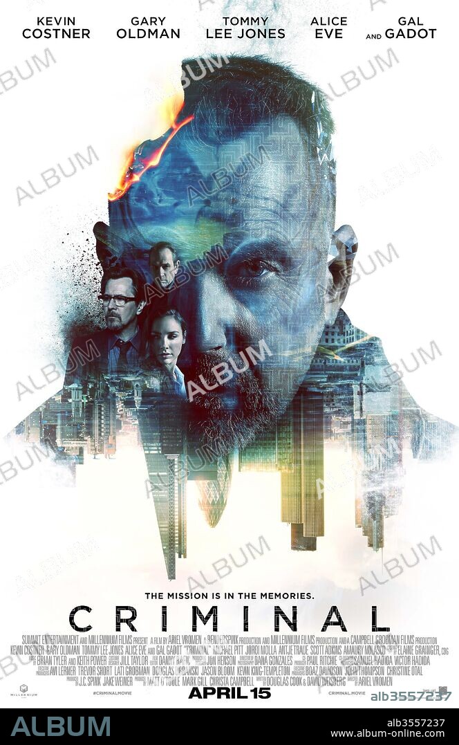 Poster of CRIMINAL, 2016, directed by ARIEL VROMEN. Copyright BENDERSPINK/CAMPBELL GROBMAN FILMS/LIONSGATE/MALLENIUM FILMS.