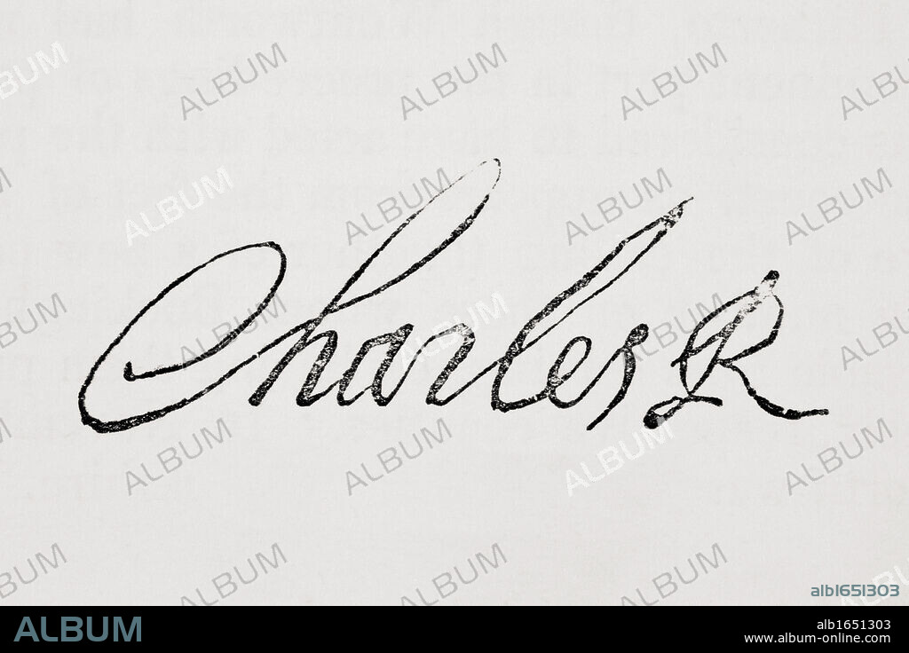 Signature of King Charles I of England 1600-1649 From Old England's Worthies by Lord Brougham and others published London circa 1880's.