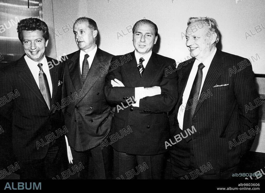Vittorio Cecchi Gori, Carlo Bernasconi, Silvio Berlusconi, Mario Cecchi Gori, 1989.
