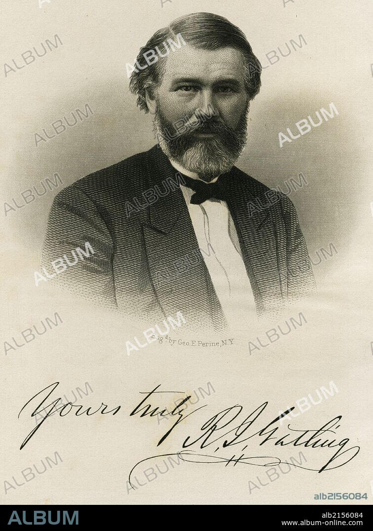 Richard Jordan Gatling (1818-1903) American inventor of the Gatling machine gun. (Photo by: Universal History Archive/UIG via Getty Images).