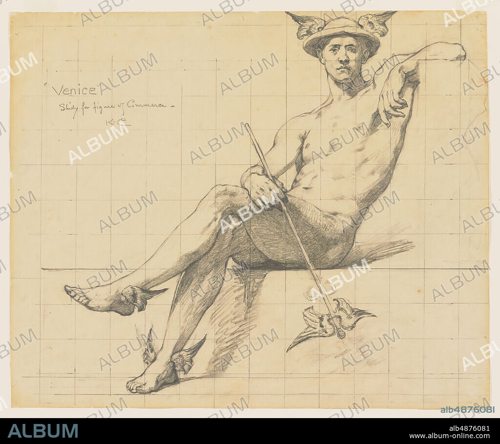 Kenyon Cox, Study for Figure 'Commerce', 1856-1919, graphite on paper.