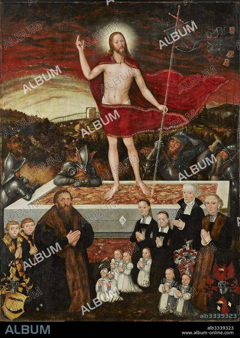 LUCAS THE YOUNGER CRANACH. The Resurrection of Christ with Donors (Epitaph for the Badehorn Family).