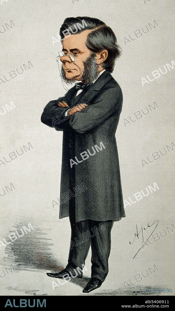 Thomas Henry Huxley (May 4, 1825 - June 29, 1895) was an English biologist, known as "Darwin's Bulldog" for his advocacy of Charles Darwin's theory of evolution. Huxley's famous 1860 debate with Samuel Wilberforce was a key moment in the wider acceptance of evolution, and in his own career. Huxley was slow to accept some of Darwin's ideas, such as gradualism, and was undecided about natural selection, but despite this he was wholehearted in his public support of Darwin. He was instrumental in developing scientific education in Britain, and fought against the more extreme versions of religious tradition. Huxley coined the term 'agnostic' to describe his own views on theology, a term whose use has continued to the present day. Huxley had little formal schooling and was virtually self-taught. The Royal Society, who had elected him as Fellow when he was 25 (1851), awarded him the Royal Medal the next year. He was the youngest biologist to receive such recognition. Huxley retired in 1885, after a bout of depressive illness which started in 1884. He died in 1895 at the age of 70. Color lithograph by Carlo Pellegrini (Ape), 1871.