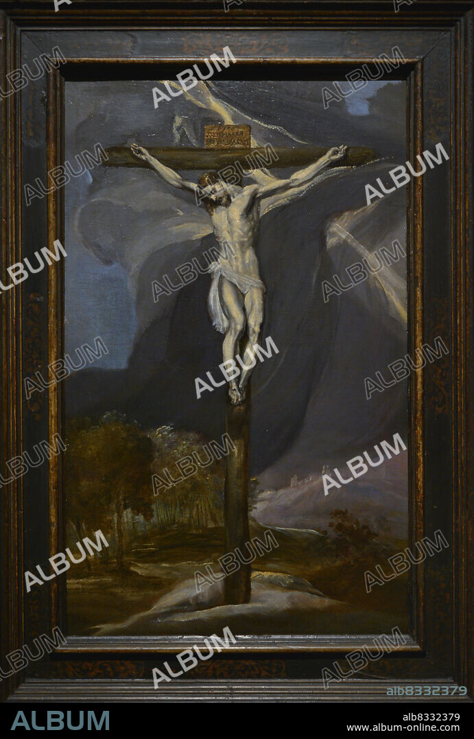 EL GRECO (1541-1614). SPANISH PAINTER BORN IN CRETE.. El Greco (Doménikos Theotokópoulos) (1541-1614). Spanish painter born in Crete. Crucifixion. Oil on canvas, ca. 1575-1577. El Greco Museum. Toledo, Spain.