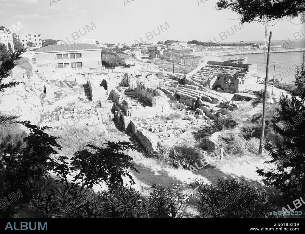 RESTOS DEL ANFITEATRO ROMANO DE TARRAGONA EN LOS AÑOS 50 - FOTOGRAFIA EN BLANCO Y NEGRO.