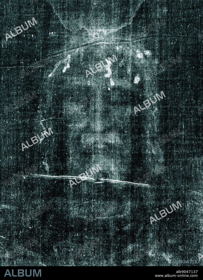 Secondo Pia's 1898 negative of the image on the Shroud of Turin has an appearance suggesting a positive image. It is used as part of the devotion to Holy Face of Jesus. The Shroud of Turin or Turin Shroud (Italian: Sindone di Torino) is a length of linen cloth bearing the image of a man who appears to have suffered physical trauma in a manner consistent with crucifixion. There is no consensus yet on how the image was created.