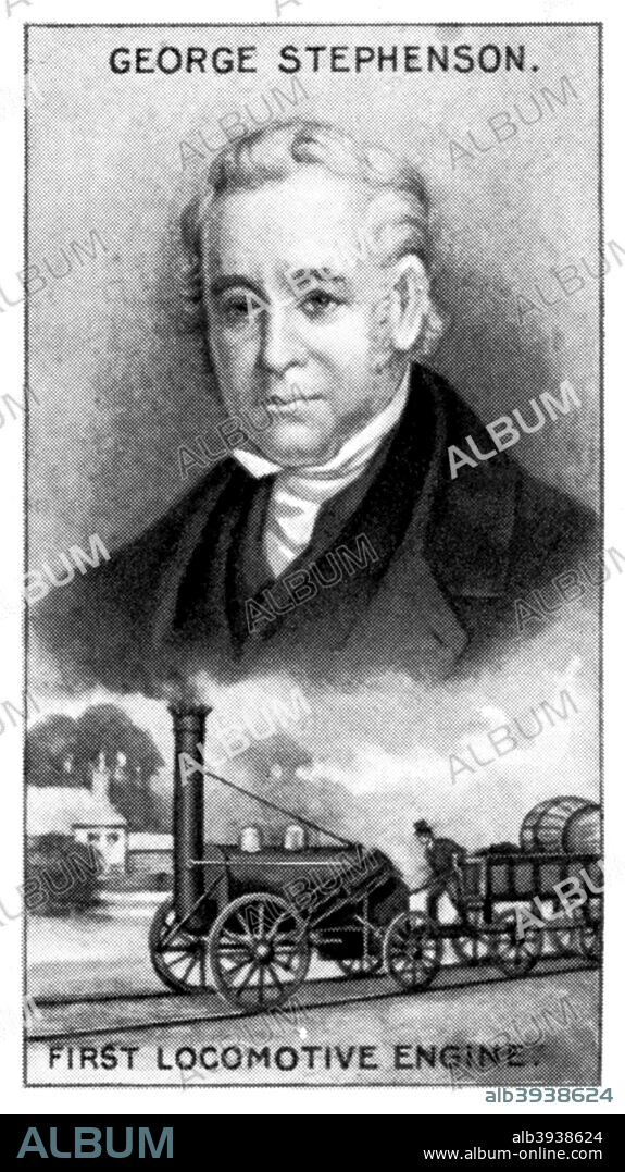 George Stephenson, English mechanical engineer, (c1924). Stephenson (1781-1848) designed the famous and historically important steam-powered locomotive named Rocket, and is known as the Father of British Steam Railways.