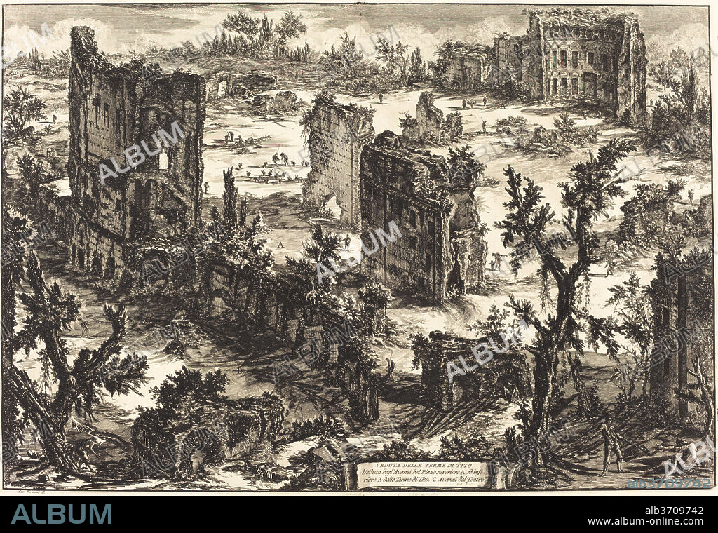 GIOVANNI BATTISTA PIRANESI. Veduta delle Terme di Tito. Dated: 1775. Dimensions: plate: 49.2 x 71.6 cm (19 3/8 x 28 3/16 in.)  sheet: 53.9 x 77.2 cm (21 1/4 x 30 3/8 in.). Medium: etching on laid paper.