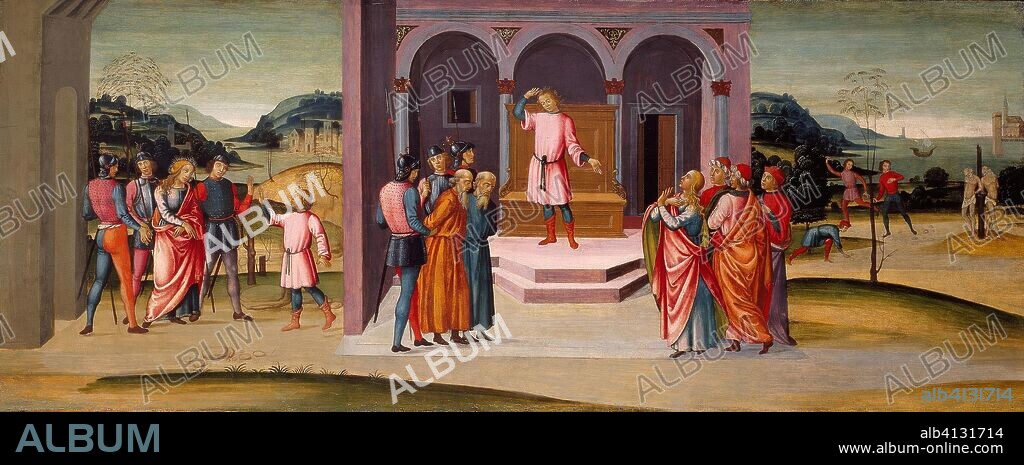 Daniel Saving Susanna, the Judgment of Daniel, and the Execution of the Elders. Master of Apollo and Daphne; Italian, active c. 1480-1510. Date: 1495-1505. Dimensions: 63.7 × 157.8 cm (25 1/8 × 62 1/8 in.). Tempera on panel. Origin: Florence.