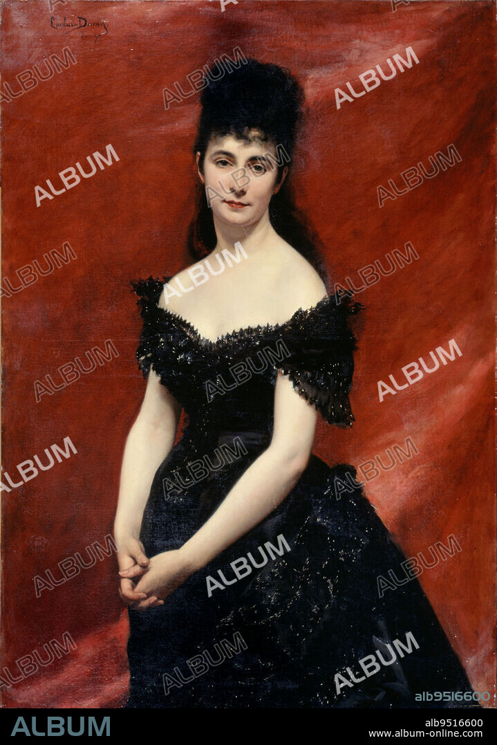 Portrait of Léonie Dufresne, Baroness le Vavasseur, then Marquise de Vaucouleurs de Lanjamet, Carolus-Duran, Painter, In 1875, Painting, Paris, Dimensions - Work: Height: 132 cm, Width: 92 cm.