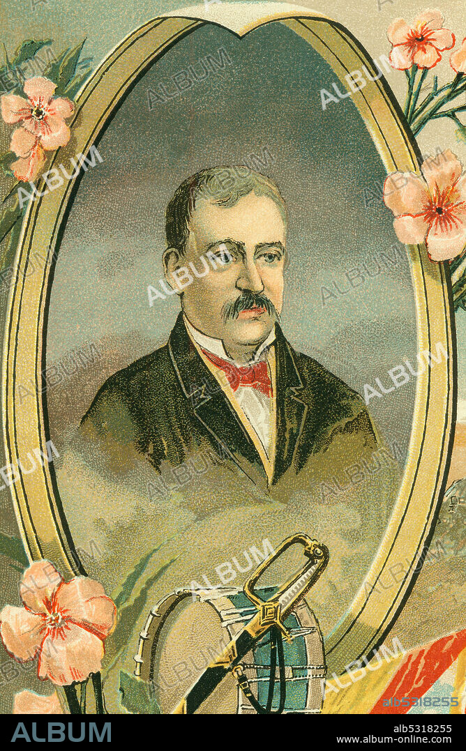 Guerra de la Independencia (1808-1814). Ignacio Alonso Cuevillas (1764-1835), militar y guerrillero riojano. Grabado de 1895.