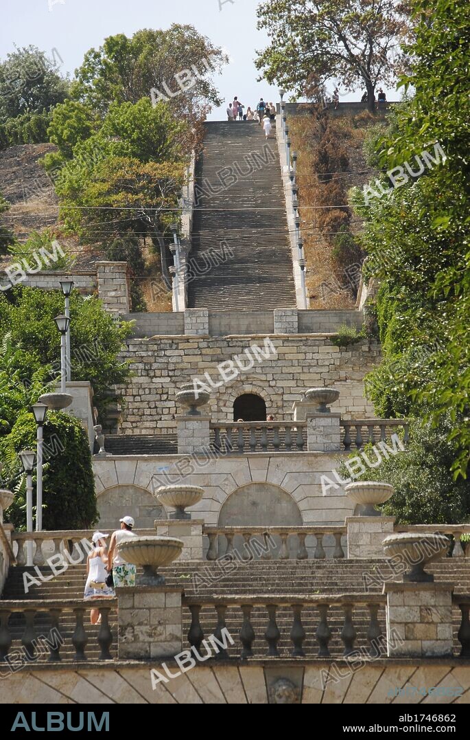 The Great Mithridates Staircase leading on top of the Mount Mithridat. It was built in 1833-40 by the Italian architect Alexander Digbi.