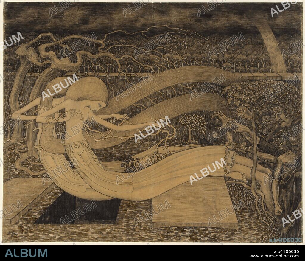 O Grave, where is thy Victory ?. Two women next to a man and an open grave. O Grave, Where Is Thy Victory. Draughtsman: Jan Toorop. Dating: 1892. Measurements: h 604 mm × w 753 mm.