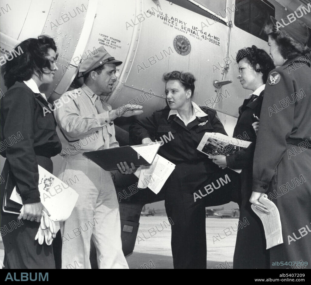 WASPs and flight instructor, Romulus Army Airfield, Michigan. The Women Airforce Service Pilots (WASP) was a civilian women pilots' organization, whose members were US federal civil service employees. Members of WASP became trained pilots who tested aircraft, ferried aircraft and trained other pilots. Their purpose was to free male pilots for combat roles during WWII. They flew over 60 million miles; transported every type of military aircraft; towed targets for live anti-aircraft gun practice; simulated strafing missions and transported cargo. In 1977, the members were granted veteran status, and in 2009 awarded the Congressional Gold Medal. USAF photo of unidentified WASPs, 1944.