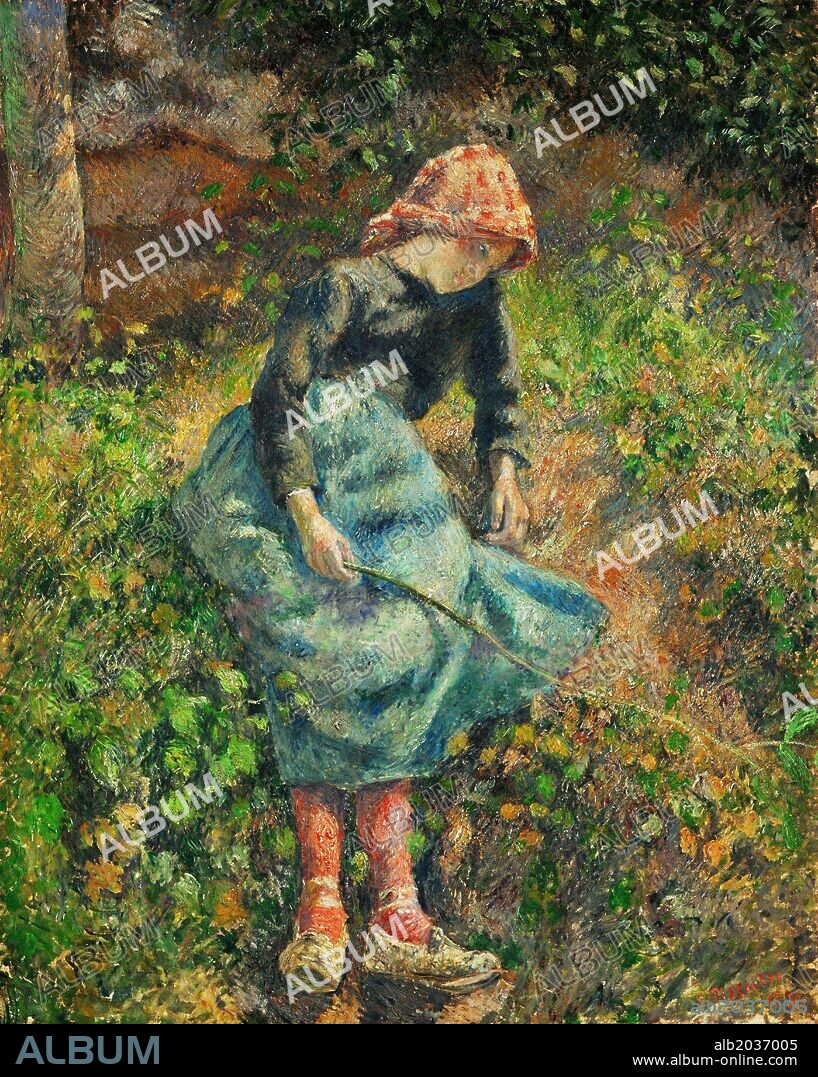 Camille Pissarro / 'Niña con un palo o La pastora', 1881, Óleo sobre lienzo, 81 × 65 cm.