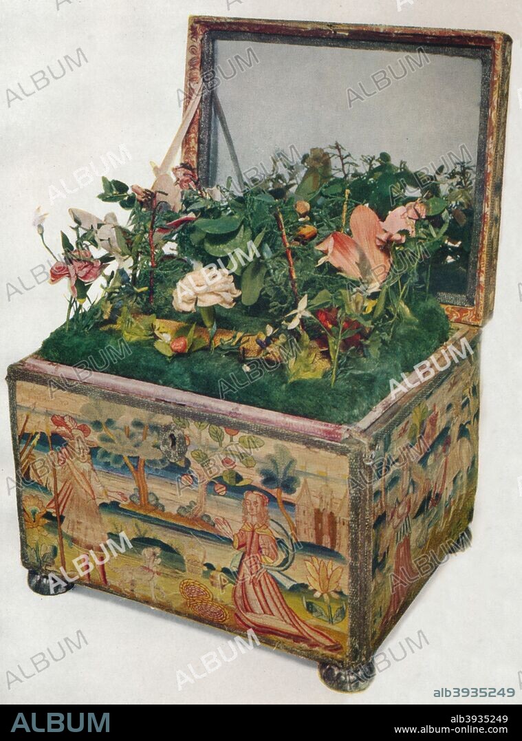 'Embroidered Casket, 17th Century', (1929). From Exhibition of English Decorative Art at Lansdowne House. [The Collector, London, 1929].