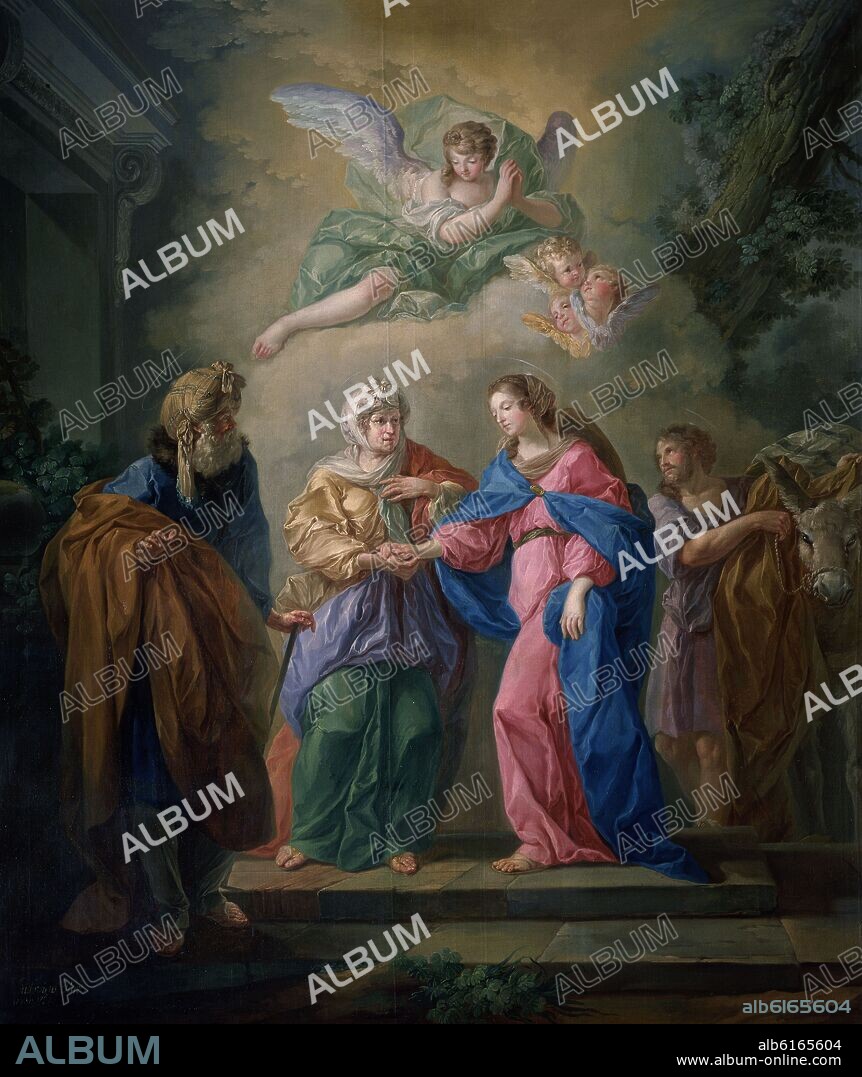 LUIS PARET Y ALCAZAR (1746-1799). LA VISITACION DE LA VIRGEN A SANTA ISABEL - SIGLO XVIII - ROCOCO ESPAÑOL.
