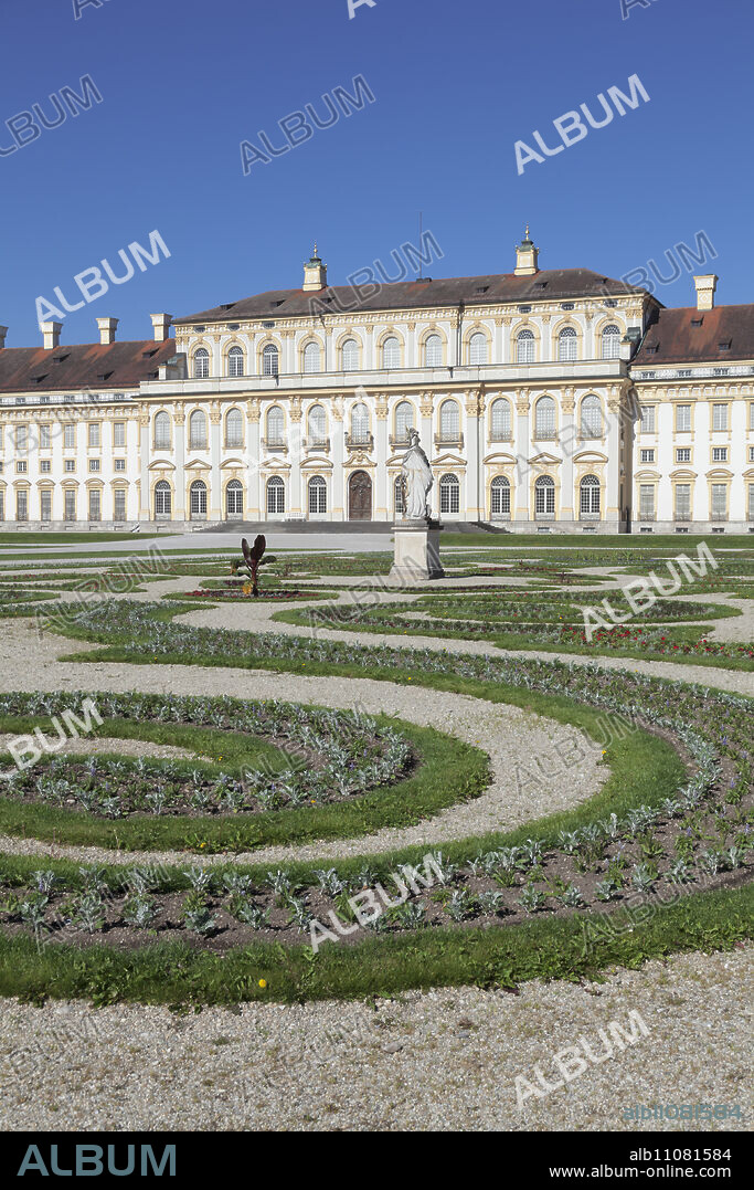 New Schleissheim Palace with Palace Gardens, Oberschleissheim, Munich, Bavaria, Germany, Europe.