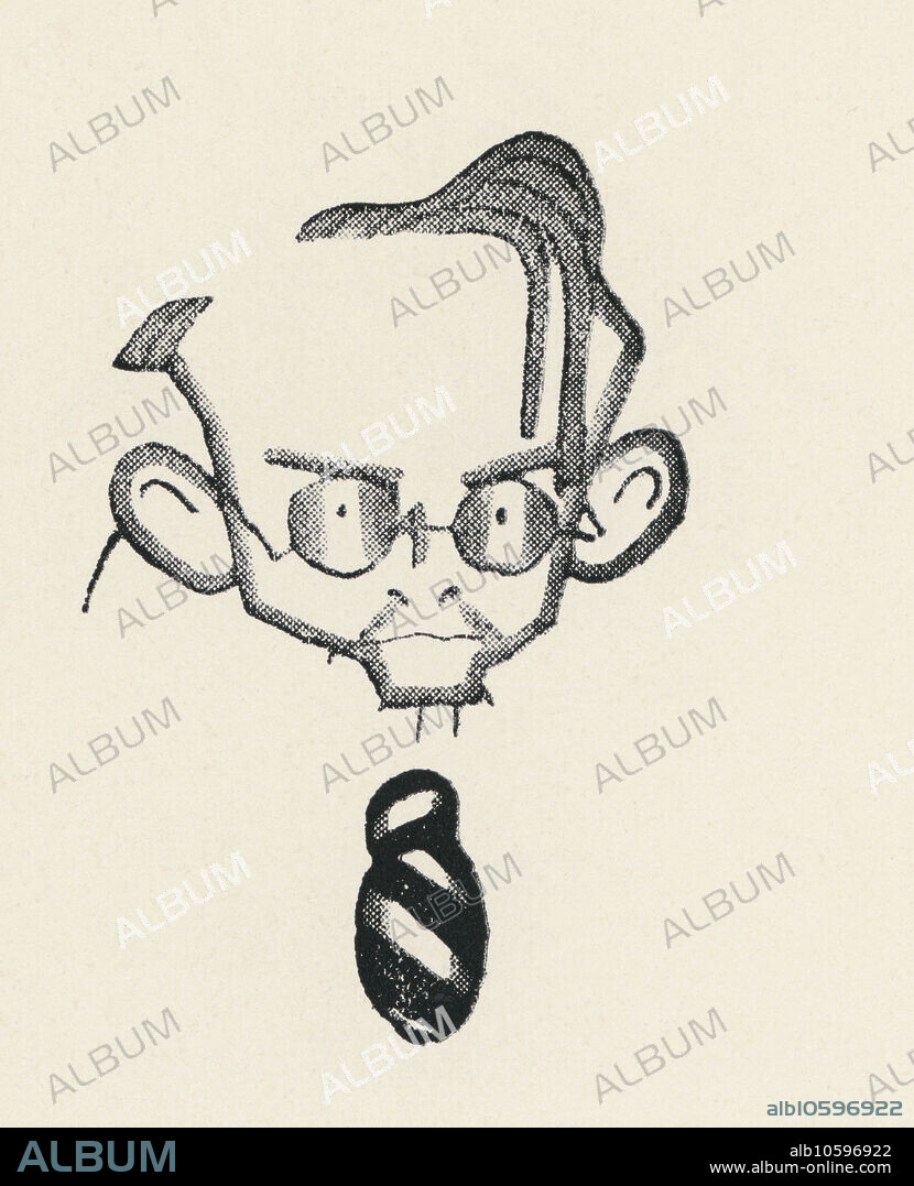 JAUME PASSARELL RIBÓ. Joan Garcia Junceda Supervia (1881-1948), dibujante, ilustrador y caricaturista catalán. Caricatura de Jaume Passarell. Año 1930.