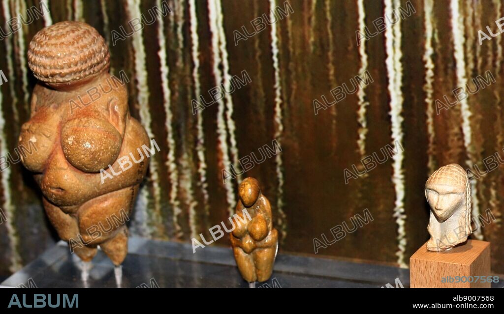 (Left) The Venus of Willendorf (replica), one of the early female figurines. (Right) Venus of Brassempouy, a fragmentary ivory figurine, from the Upper Palaeolithic. discovered in a cave at Brassempouy, France in 1892. Small female figurines are found across Europe from France to Russia about 28,000-20,000 years ago.