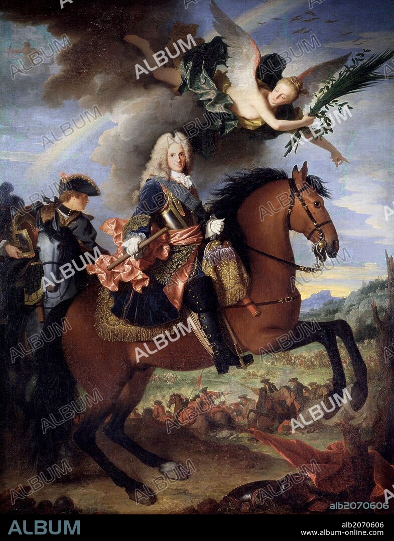 Jean Ranc / 'Felipe V a caballo', Hacia 1723, Escuela Francesa, Óleo sobre Lienzo, 335 cm x 270 cm, P02326.