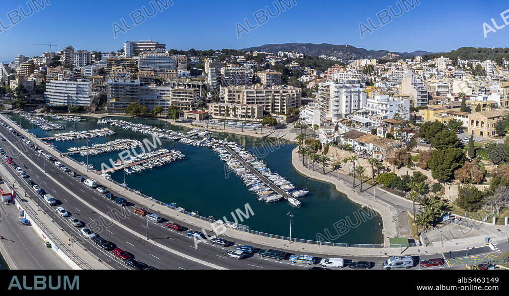 Can Barbara Dock aerial view, Palma Mallorca, Balearic Islands, Spain.