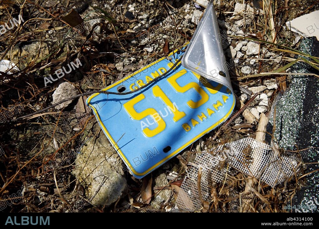 September 17, 2019, Freeport, Bahamas: A Grand Bahamas license plate after Hurricane Dorian swept through the islands. (Credit Image: © Greg Lovett/The Palm Beach Post via ZUMA Wire). 17/09/2019