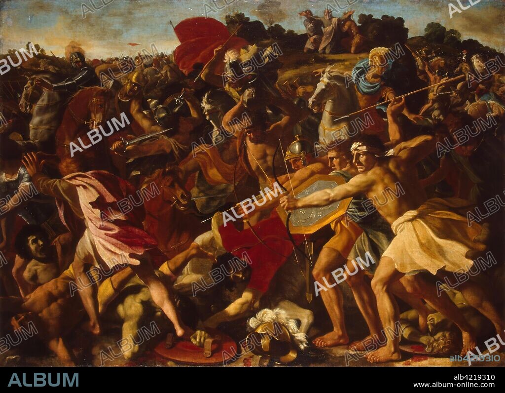 NICOLAS POUSSIN. 'Victory of Joshua over the Amalekites'. France, Circa 1624/1625. Dimensions: 97,5x134 cm.