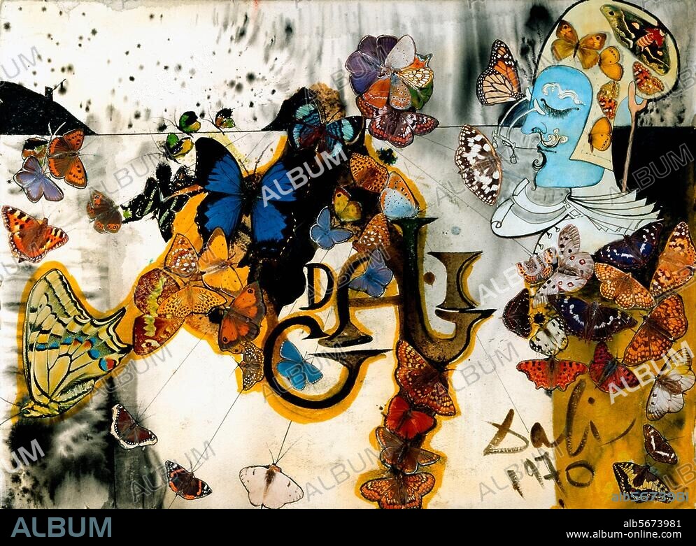 SALVADOR DALÍ. Dali, Salvador. 1904-1989. "The Battle of the Flowers", 1970. Mixed media and collage, 61 × 81.5cm.