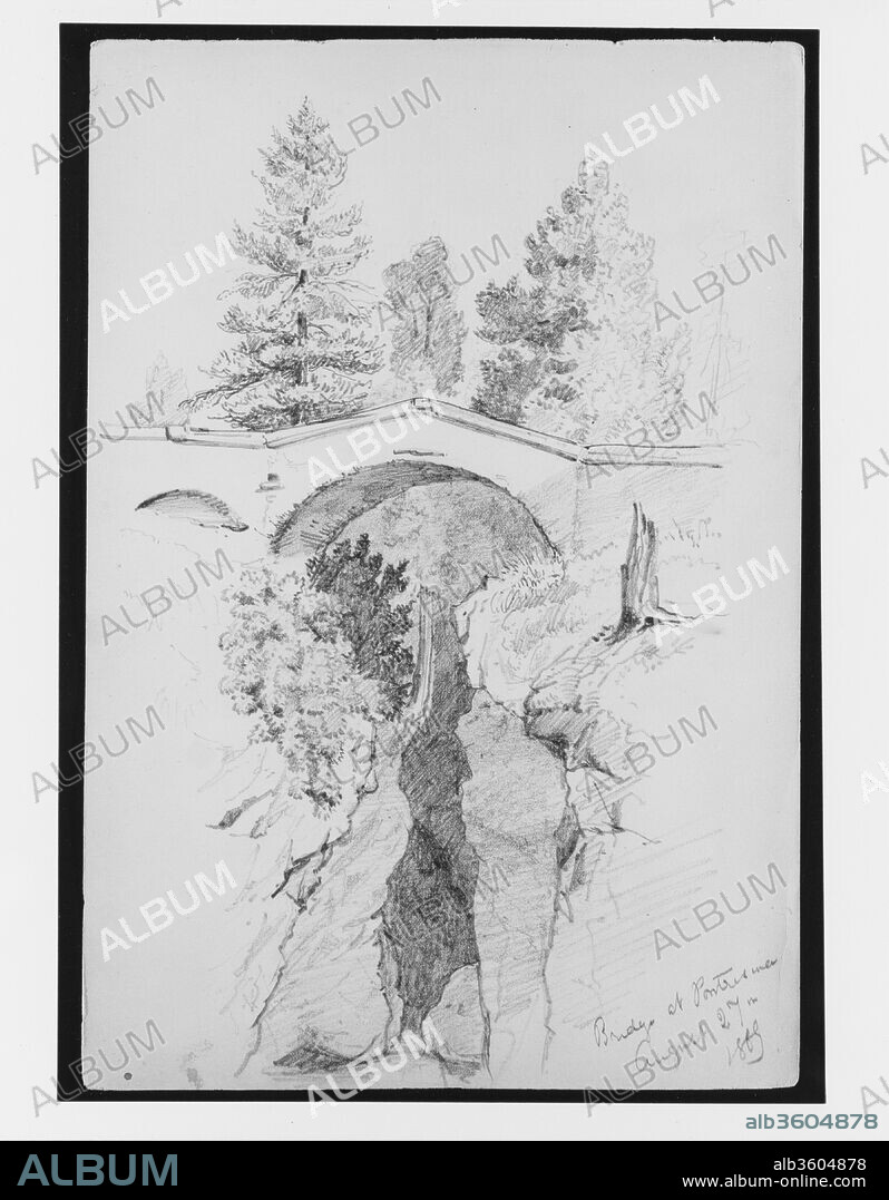 Bridge at Pontresina (from Switzerland 1869 Sketchbook). Artist: John Singer Sargent (American, Florence 1856-1925 London). Dimensions: 11 3/4 x 7 3/4 in. (29.8 x 19.7 cm). Date: August 27, 1869.