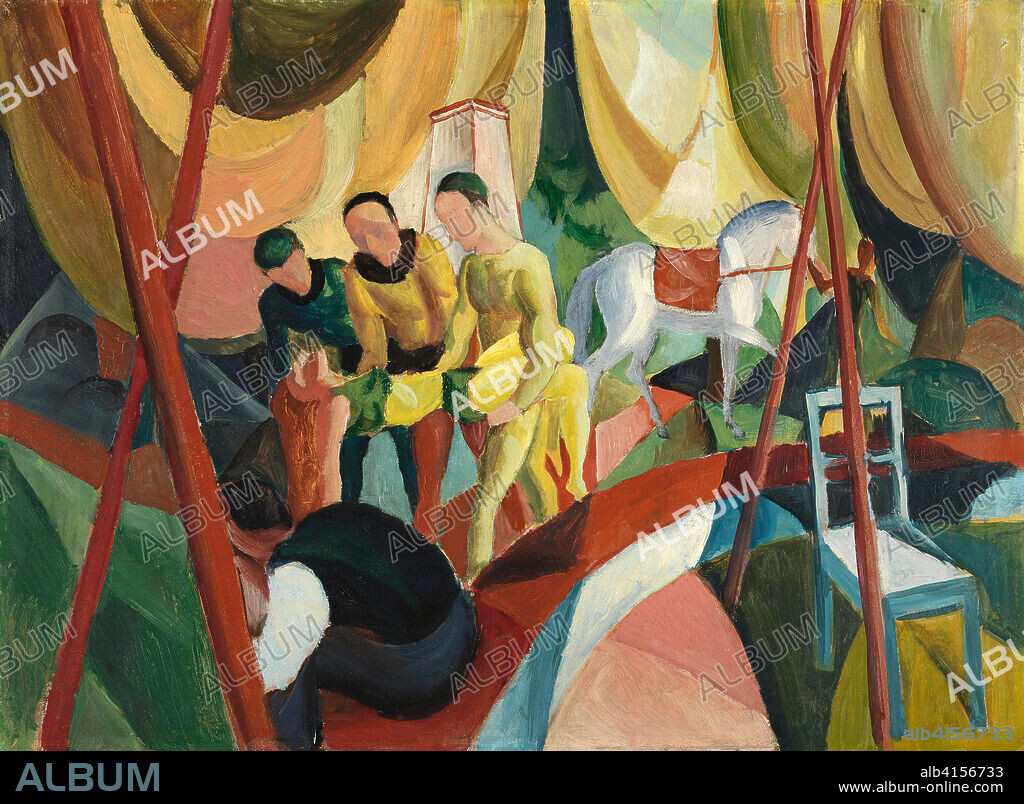 August Macke (Meschede, 1887-Perthes-les-Hurlus, 1914). Circo (1913). Óleo sobre cartón. 47 x 63,5 cm.