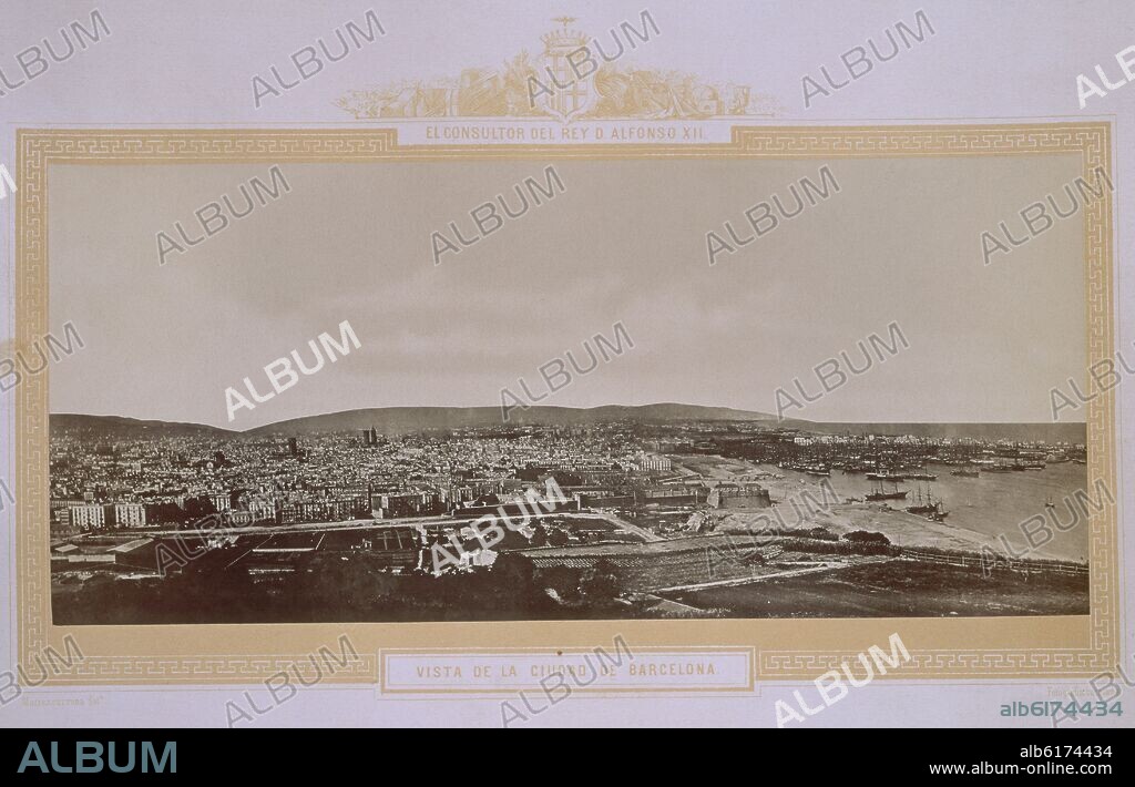 FOTOGRAFIA BLANCO Y NEGRO-VISTA DE LA CIUDAD DE BARCELONA - S XIX -Nº INV 22402.