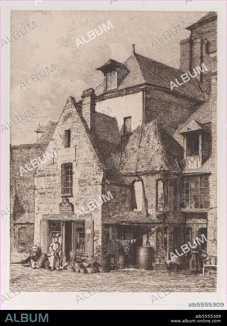 JULES-FERDINAND JACQUEMART. The Old Market at Fecamp, ca. 1865.