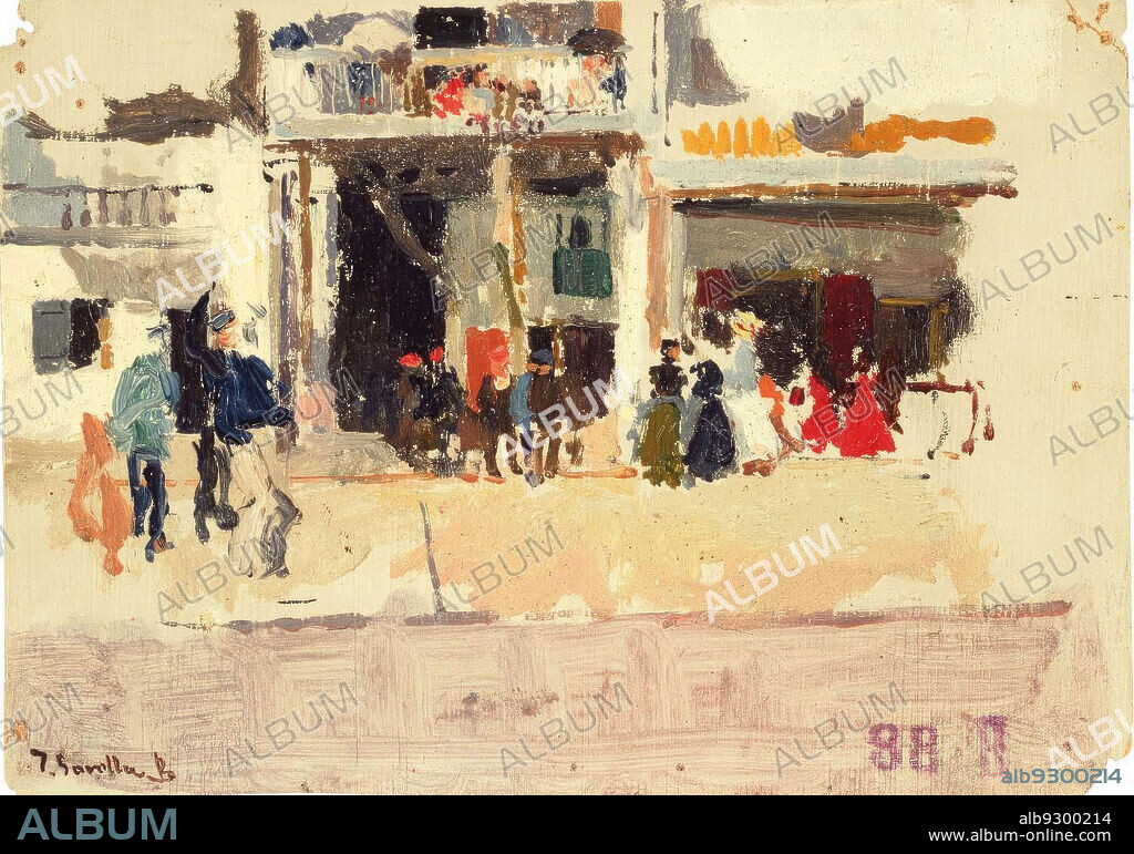 JOAQUIN SOROLLA. Joaquín Sorolla/ Calle de Valencia 1890. Óleo sobre lienzo.