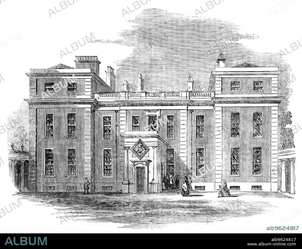 Marlborough House, Pall Mall, [London], 1850. Paintings put on public display in Marlborough House. 'The change with respect to these pictures is decidedly for the worse. In the [National Gallery] they could, at least, be seen; at Marlborough House an antique gloom is thrown over them by the shadows from the deep windows, not at all favourable to the development of their merits of colour. The whole collection occupies the suite of rooms on the ground-floor. The two first rooms are devoted to the National Gallery excerpts, and the rest to the Vernon Collection...The history of the mansion is curious: Marlborough House was built in 1709-10, by Sir Christopher Wren, for John Churchill, the great Duke of Marlborough, on ground leased by Queen Ann to the Duchess...Wren was employed, to vex Vanbrugh'. From "Illustrated London News", 1850.