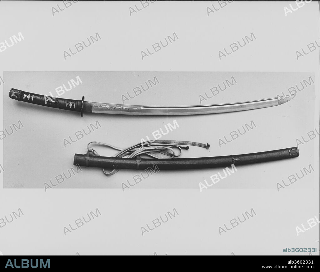 Blade and Mounting for a Slung Sword (Tachi). Culture: Japanese. Dimensions: L. 39 13/16 in. (101.2 cm); L. of blade 35 5/16 in. (89.7 cm); L. of cutting edge 27 1/2 in. (69.8 cm); D. of curvature 1 1/16 in. (2.65 cm). Date: blade, 16th century; mounting mid 19th century.