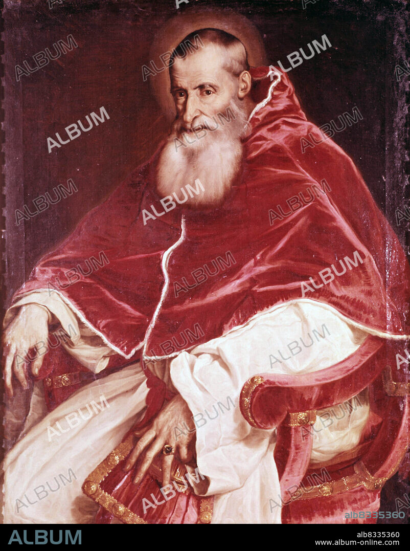 TIZIANO (CA. 1485-1576). PAULO III. PAPA . 1468 - 1549. OLEO DE TIZIANO. CATEDRAL DE TOLEDO.