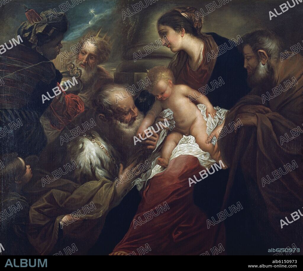 VALERIO CASTELLO (1624-1659). ADORACION DE LOS REYES - SIGLO XVII - OLEO/LIENZO - 128X150 CM - BARROCO ITALIANO.