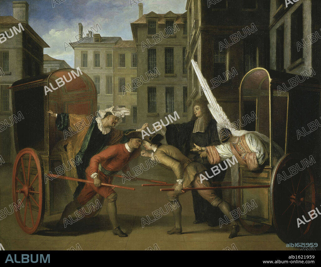 The Two Coaches   (Les Deux Carrosses)  Claude Gillot (1673-1722/French)  Musee du Louvre, Paris.