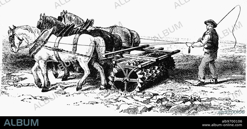Crosskill's clod crusher with serrated iron discs was made in 1841 to make the farming of larger areas of land a lot easier and increase productivity for a growing population.