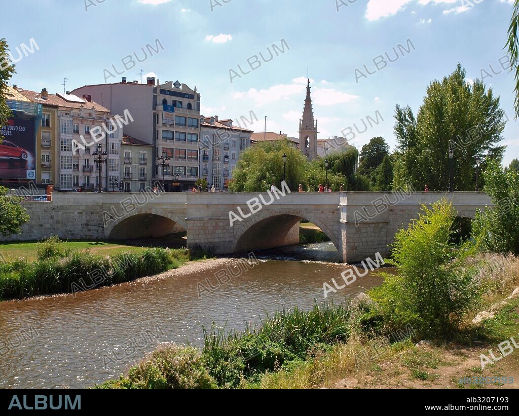 PUENTE DE SANTA MARIA SOBRE EL RIO ARLANZON  . BURGOS, ESPAÑA.